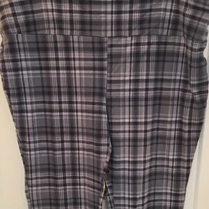 Terra & Sky Black and Gray Plaid Flare Pants